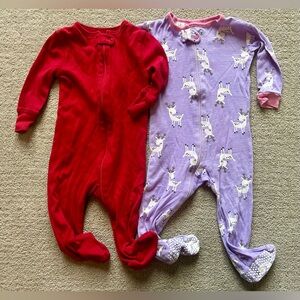 Primary Kids One Piece Footies - Red and Purple